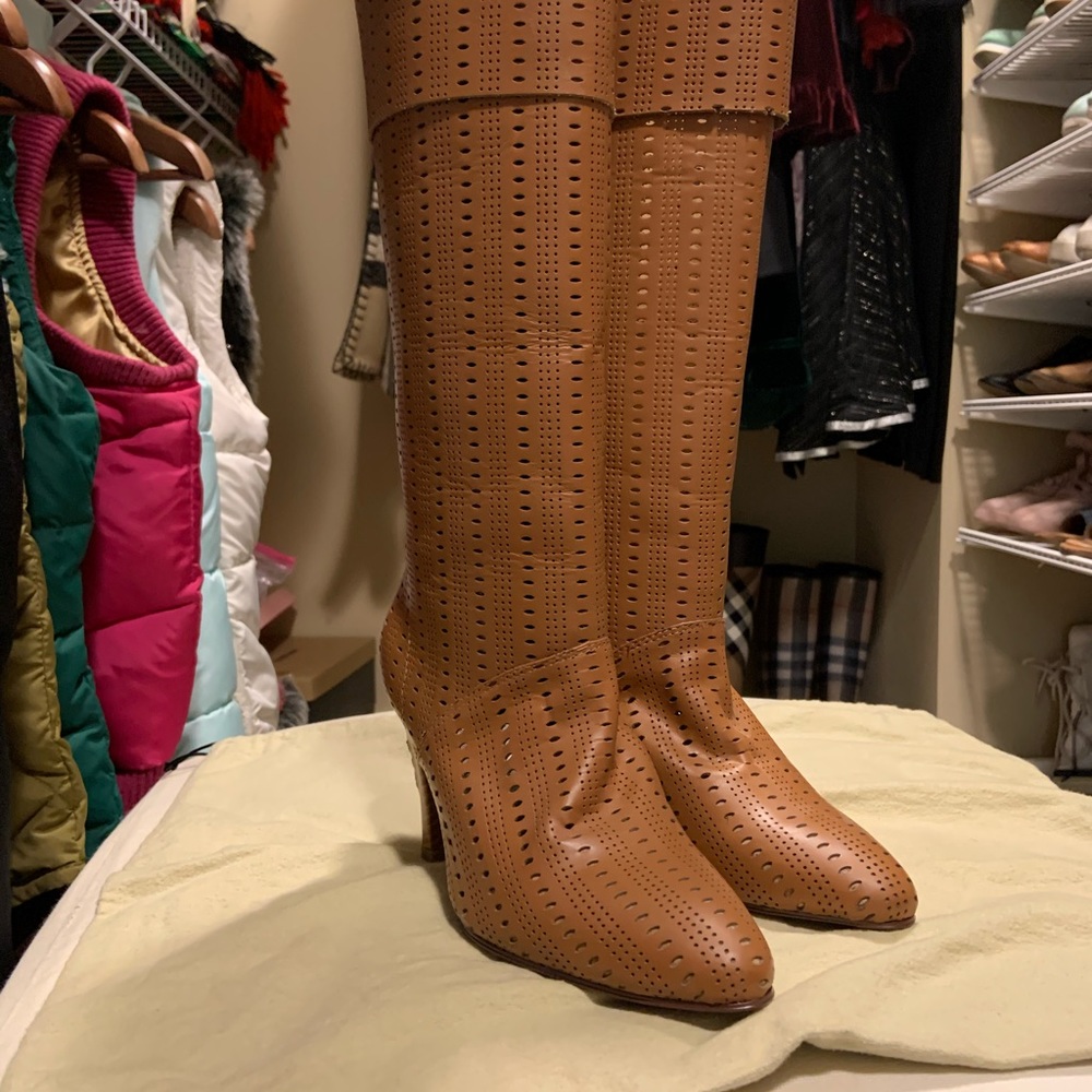 Brown leather boots